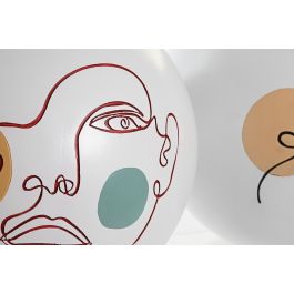 DKD Home Decor Jarrón Multicolor Blanco Cara Abstracto Resina (2 Unidades) 25.5 x 22 x 25.5 cm