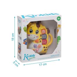 KioKids Jirafa Musical Piano Educativo, Primer Instrumento de Juguete para Bebés +6 Meses, Portátil con Asa, Color Amarillo