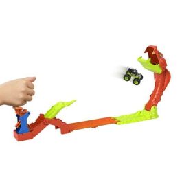 Hot Wheels Monster Trucks Mordedura De Serpiente JJN44 - Juguete de Coches a Escala 1:64 con Pista de Salto y Figura de Serpiente para Niños +4 Años