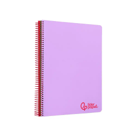 Liderpapel Cuaderno espiral A4 Wonder, tapa plástico, 120 hojas, 90gr, cuadro 5mm, banda, 4 taladros, color lila
