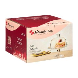 Pasabahce Tartera con Pie y Tapa de Vidrio Transparente, 26 cm de Ancho, Cúpula 22.3 cm x 14.5 cm (2 Unidades)
