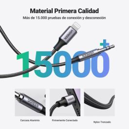 UGREEN 70509 Cable de Teléfono Móvil Plata 1 m Lightning a Jack 3,5mm