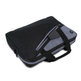 Monray GINGERBLACK14 Maletín Elegante y Funcional Ginger para Portátiles hasta 14" Negro, Nylon Resistente, con Cinta para Trolley y 2 Compartimentos