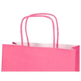 Q-connect Bolsa regalo papel celulosa rosa L con asa retorcida 320x140x400 mm