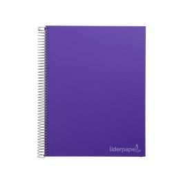 Cuaderno Espiral Liderpapel A4 Micro Jolly Tapa Forrada 140H 75 gr Cuadro 5 mm 5 Bandas 4 Taladros Color Lila