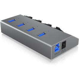 ICY BOX HUB USB 3.0 con 4 Puertos USB Type-A y Interruptor Individual para Cada Puerto