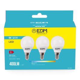 Kit 3 bombillas esfericas led e14 5 W 400 lm 6400 k luz fria ø4,5 x 8 cm