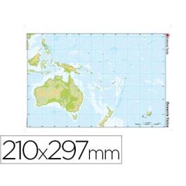 Mapa Mudo Color Din A4 Oceania Fisico 100 unidades