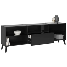 FMD Mueble Bajo TV/Hifi FMD4029494126405 Negro L153,5 x H52 x D31,5 cm