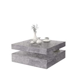 Mesa de centro cuadrada giratoria - Tablero de partículas - Decoración de hormigón gris claro - Clásica - L 78 x P 78 x H 35,4 cm - CAFÉ Precio: 144.89999986. SKU: S7109350