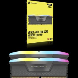 Corsair Vengeance RGB Memoria RAM DDR5 32GB (2x16GB) 5200MHz CL40 Gris con Iluminación RGB y AMD EXPO para PC Gaming
