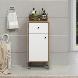 Ebuy24 AAAPC85771 Mueble de Baño Touch Blanco Mate, Decoración Roble