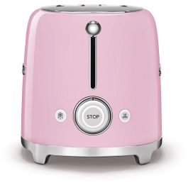 SMEG Tostador TSF02PKEU 50's Style Rosa 4 Rebanadas Ranura Larga 1500W Acero Inoxidable y Plástico