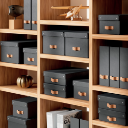 Leitz 61470095 - Pack 2 Cajas de Almacenamiento de Cartón Pequeñas A5, 7L, Color Negro con Tapa y Asa