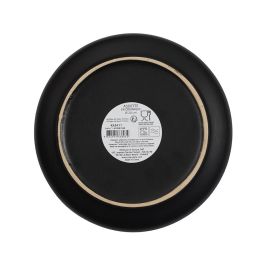 Home Deco Factory Plato Postre Moscou Diámetro 20 cm Negro con Ribete Dorado