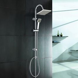 ROUSSEAU Columna de Ducha Soto sin Grifo, Cromo, Cabezal 200x200 mm ABS Antical y Ducha de Mano 1 Chorro ROUSSEAU Columna de Ducha Soto sin Grifo, Cromo, Cabezal 200x200 mm ABS Antical y Ducha de Mano 1 Chorro
