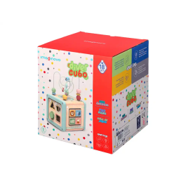 Imaginovo Juego Infantil Cubo de Actividades de Madera +18 Meses 15,5x15,5x28cm