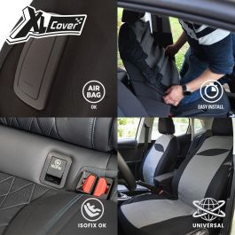 XLC AAAQG37659 Fundas XLCOVER para Asientos de Coche - Compatibles con Airbags - Delanteros, Traseros y Reposacabezas - Sin Aberturas