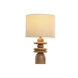 DKD Home Decor Lámpara Sobremesa Urban Marrón Crudo Hevea Lino E27 50W 25x25x40 cm (2 Unidades)