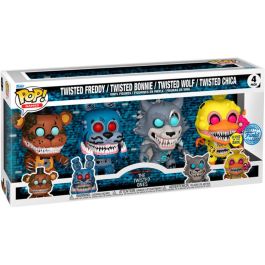 FUNKO Blister 4 figuras POP Five Nights at Freddys Exclusive Twisted Freddy, Twisted Bonnie, Twisted Wolf, Twisted Chica
