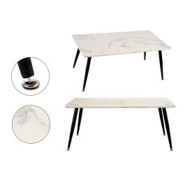 Giftdecor Mesa de Centro Efecto Mármol Blanco, Fabricada en DM y Melamina, con Patas Metálicas 60x110x45 cm Precio: 51.49999943. SKU: S3609698