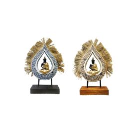 DKD Home Decor Figura Buda Oriental Resina Yute Beige Azul 5.6 x 30.5 x 18.5 cm (2 Unidades) Precio: 33.4999995. SKU: S3039658