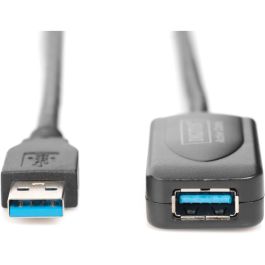 Digitus Cable de Extensión USB 3.0 Tipo A Macho/Hembra 5m Activo Negro para PC/Mac (USB 3.2 Gen 1)
