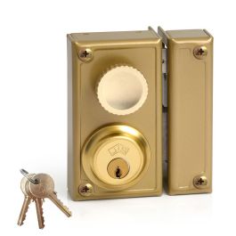 Jis Cerradura de sobreponer golpe y llave derecha 34-6d, cilindro fijo 52mm, dorado