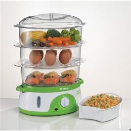 Ariete Cocedor a Vapor de 3 Pisos para Pescado, Arroz, Carne y Verduras Ariete Cocedor a Vapor de 3 Pisos para Pescado, Arroz, Carne y Verduras