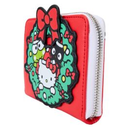 Loungefly Cartera Hello Kitty Christmas Sanrio Piel Vegana Billetero con Cremallera y Tarjetero Transparente 15x10cm