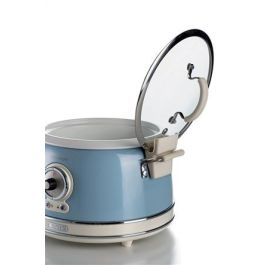 Ariete 2904/05 Olla Arrocera Multifunción 10 Tazas, Cocción Lenta, Mantener Caliente 24h, Vapor, Risotto, Tapa Vidrio, Azul Vintage
