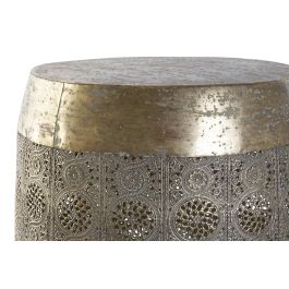DKD Home Decor Mesita Auxiliar Arabe Eliat Blanco Dorado Metal 40x40x42 cm Set de 2