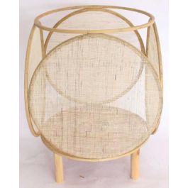 DKD Home Decor Portavela Oriental de Bambú y Cristal, Marrón - Colección Yejun, 42 cm Ancho x 55 cm Alto x 42 cm Fondo
