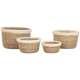DKD Home Decor Cesta de Almacenaje Crema Natural 31x20x31 cm (Set 4 Unidades) Fibra Algodón Decoración Hogar