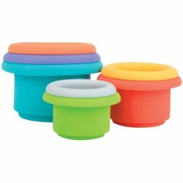 Nuby NUB0370797069697 Vasos de baño apilables de silicona - Set de 5 colores y 5 formas