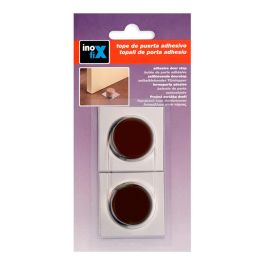 Inofix Tope de puerta adhesivo marrón, PVC y base metálica, blister 2 unid.