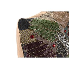 DKD Home Decor Funda Cojin Multicolor Poliéster Algodón Hojas Zipper 40 x 60 cm