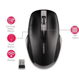 Cherry MW 2310 Ratón Inalámbrico 2.4GHz, 6 Botones, 2400DPI Ajustable, Ergonomico, Receptor Nano USB, Para Diestros y Zurdos