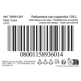 Inde Cubo Basura Con Tapa 120 Lt. Negro/Amarillo 47,5 cm Ancho x 95 cm Alto x 57 cm Largo (2 Unidades)