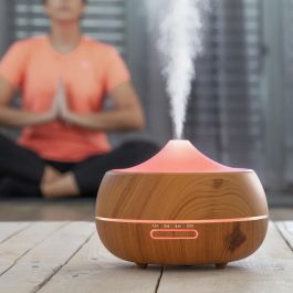 Humidificador Difusor de Aromas con LED Multicolor Wooden-Effect InnovaGoods Humidificador Difusor de Aromas con LED Multicolor Wooden-Effect InnovaGoods