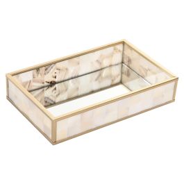 DKD Home Decor Bandeja Decoración Scandi Cristal Metal Blanco Dorado Nacar 13 x 4 x 21 cm (4 Unidades) Precio: 34.50000037. SKU: B13AG9WDKP