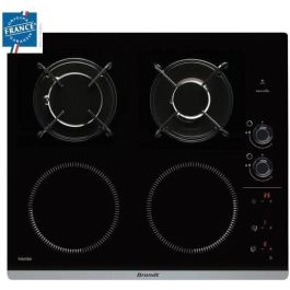 BRANDT BPI6413BM - Placa de inducción / gas mixta - 4 zonas - L 51 x D 58 cm - Revestimiento de vidrio - Negro