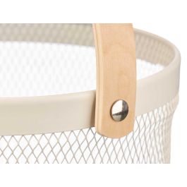 Kinvara Cesta Redonda con Asa Crema de Metal y Madera 27.5 x 32 x 25.5 cm (12 Unidades) Kinvara Cesta Redonda con Asa Crema de Metal y Madera 27.5 x 32 x 25.5 cm (12 Unidades)