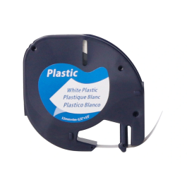 Q-connect Cinta para Rotuladora Letratag LT-124 12mm x 4mt Negro-Blanco Perla Consumible Oficina Hogar Escuela