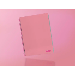 Liderpapel Cuaderno espiral A4 Smart tapa blanda 80 hojas 75gr cuadro 4mm con margen color rosa