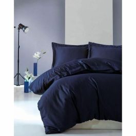 MEN8681875218176 Juego de Cama, 1 Funda Nórdica 220x240 cm + 2 Fundas Almohada 60x60 cm, 100% Algodón Satén Azul