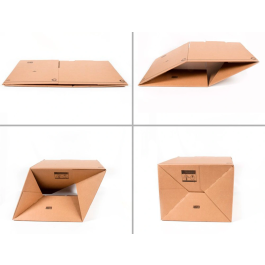 Q-connect Caja para embalar americana con fondo automático, cartón canal simple 3 mm, Kraft 425x300x200 mm (25 litros)