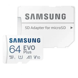 Samsung MB-MC64SA/EU Tarjeta microSDXC EVO Plus 64GB Clase 10 U3 V30 A2 con Adaptador SD hasta 160MBs Precio: 16.50000044. SKU: B14MZE5GRD
