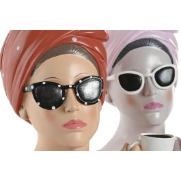 DKD Home Decor Figura de Resina Chica Moderno Rojo Coral 18.5 x 29 x 20 cm (2 Unidades)