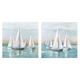 DKD Home Decor Cuadro Mediterraneo Turquesa Lienzo MDF 80 x 80 x 2.8 cm (4 Unidades) Precio: 66.50000038. SKU: B19D2NN2P9